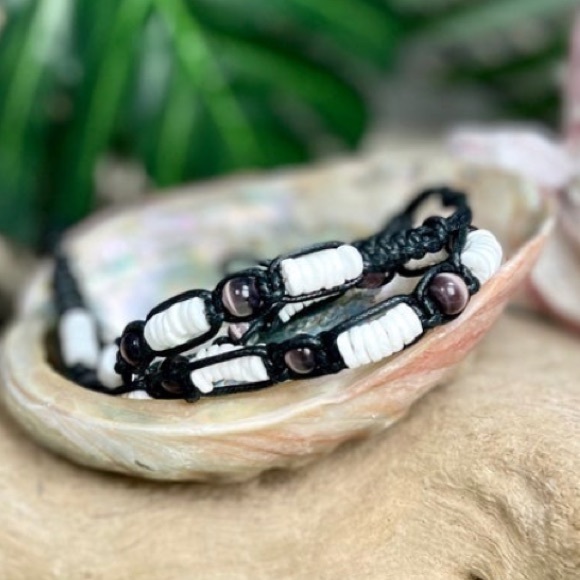 NEW PUKA Shell Purple Cats Eye Beads Necklace Choker Unisex Teens - Picture 7 of 9